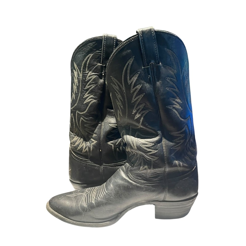 Justin Boots Black Western Cowboy Boots - Picture 3 of 9